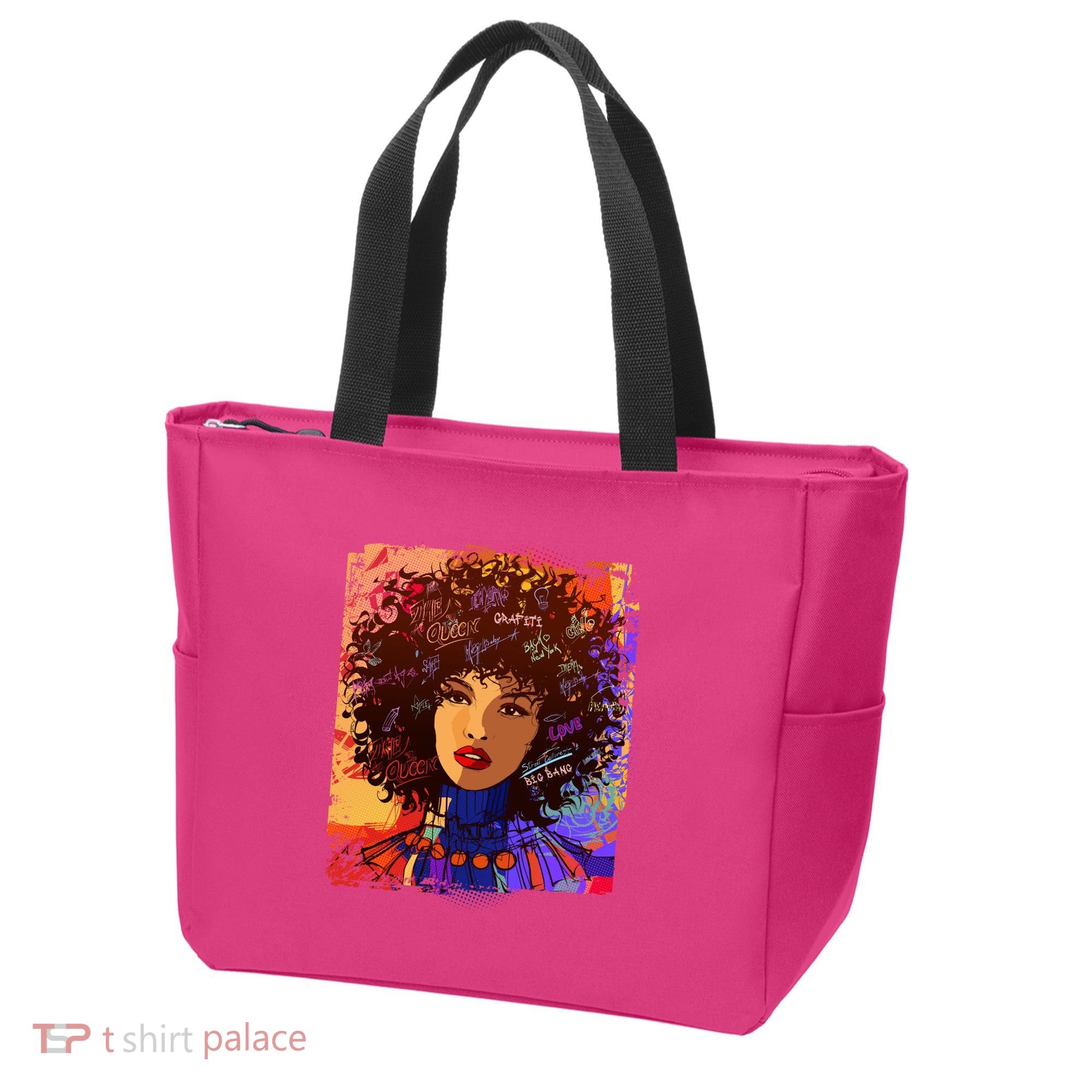 Coloful Graffiti Afro Woman Tote Bag