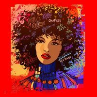 Coloful Graffiti Afro Woman Santa Hat thumb 1