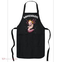 Cute Gaming Art For  Women  Video Game Axolotl Gamer Apron thumb 0