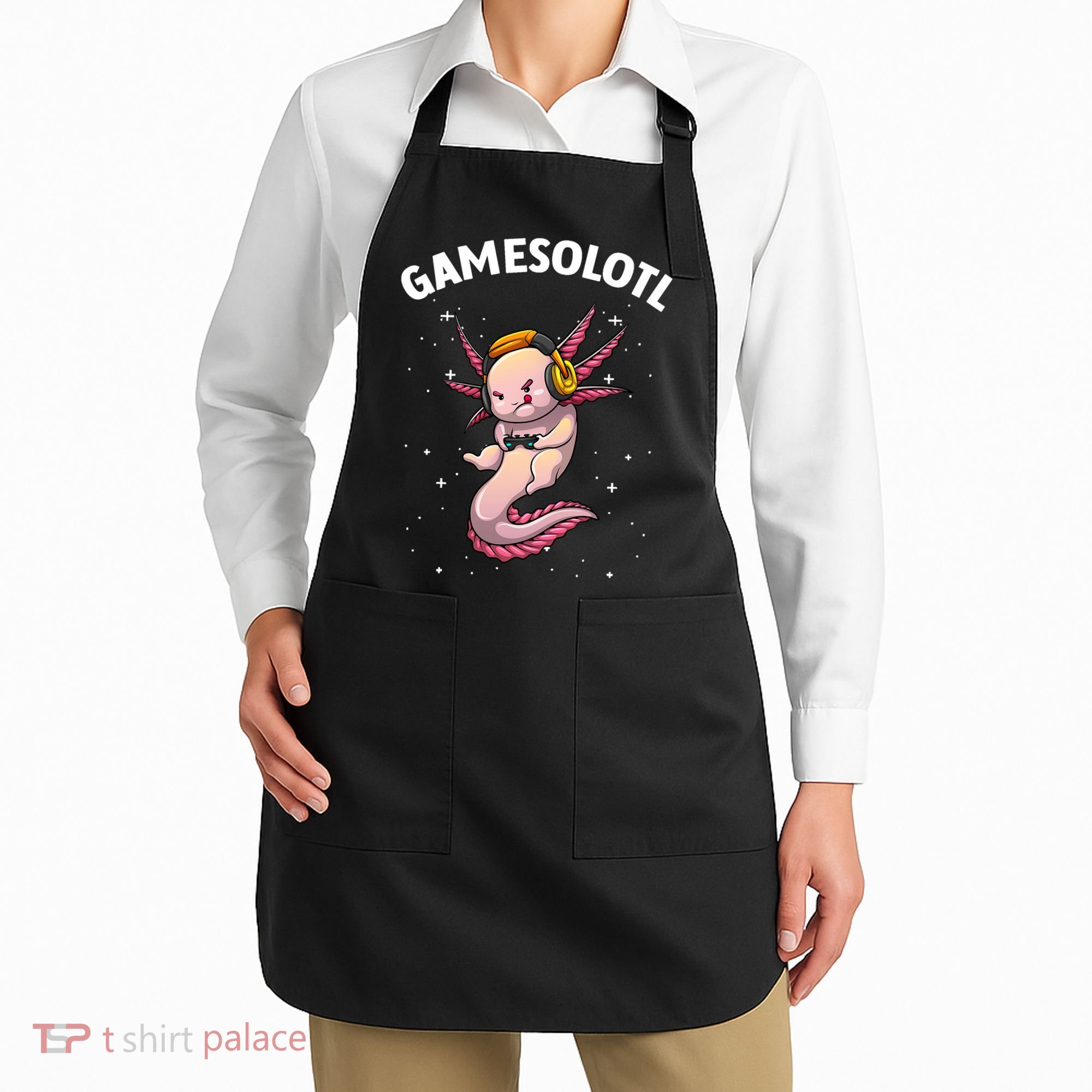 Cute Gaming Art For  Women  Video Game Axolotl Gamer Apron
