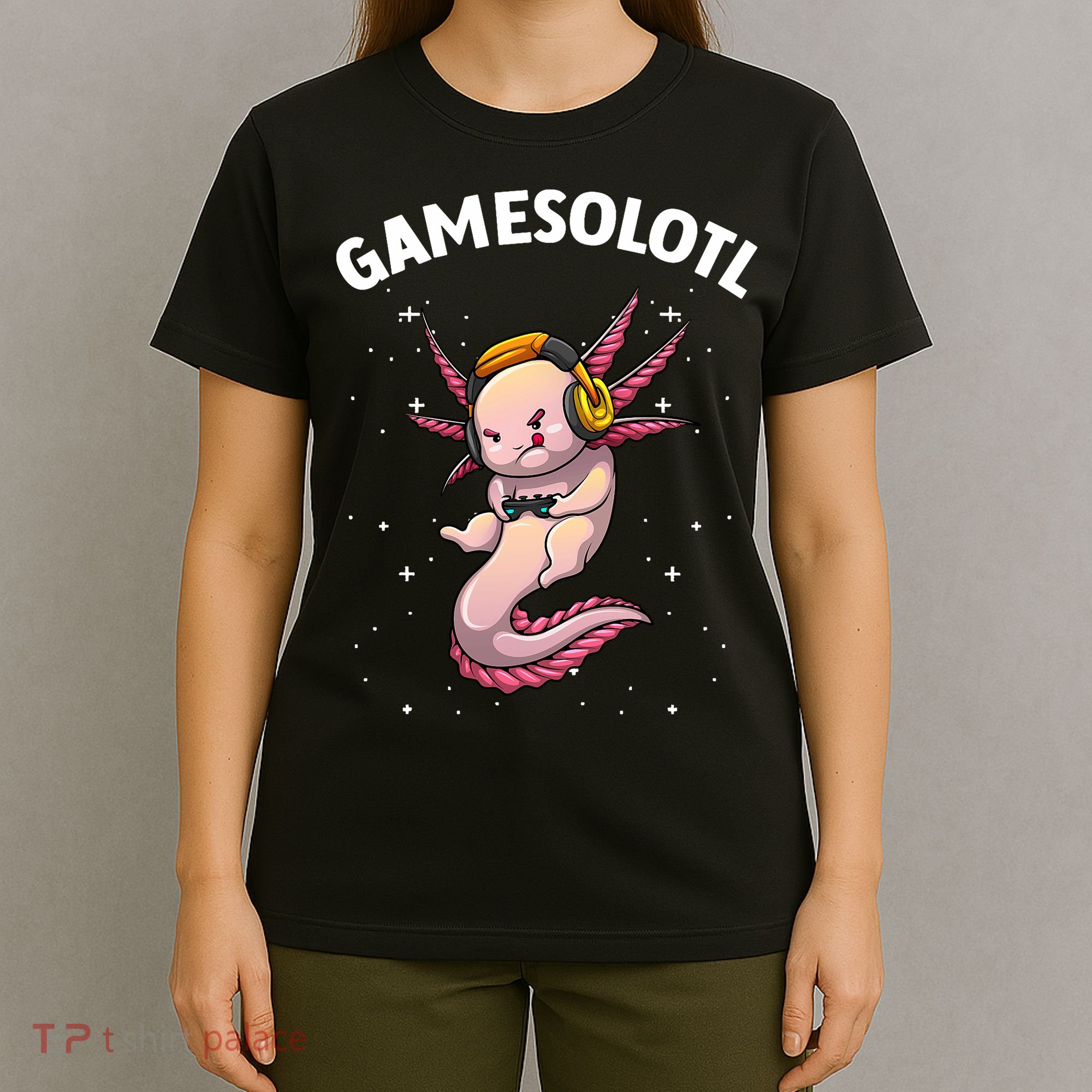 Cute Gaming Art For  Women  Video Game Axolotl Gamer T-Shirt