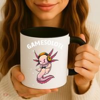 Cute Gaming Art For  Women  Video Game Axolotl Gamer Coffee Mug thumb 3