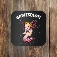 Cute Gaming Art For  Women  Video Game Axolotl Gamer Coaster thumb 0