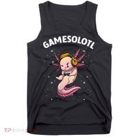 Cute Gaming Art For  Women  Video Game Axolotl Gamer Tank Top thumb 0