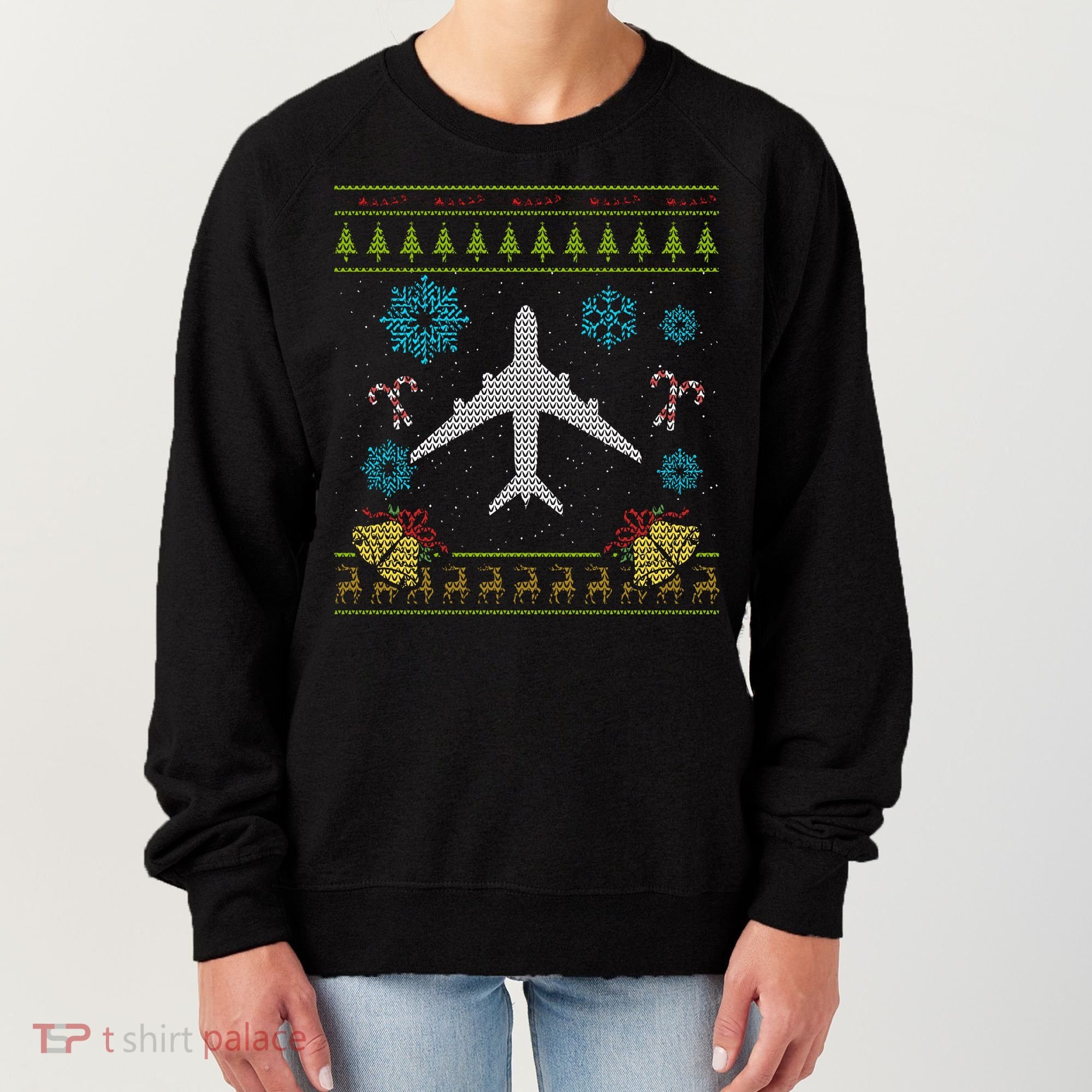 Christmas Gift Airplane Pilot Christmas Ugly Women's Sweatshirt