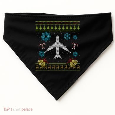 Christmas Gift Airplane Pilot Christmas Ugly USA-Made Doggie Bandana