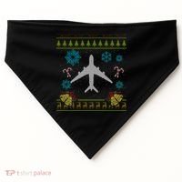 Christmas Gift Airplane Pilot Christmas Ugly USA-Made Doggie Bandana thumb 0