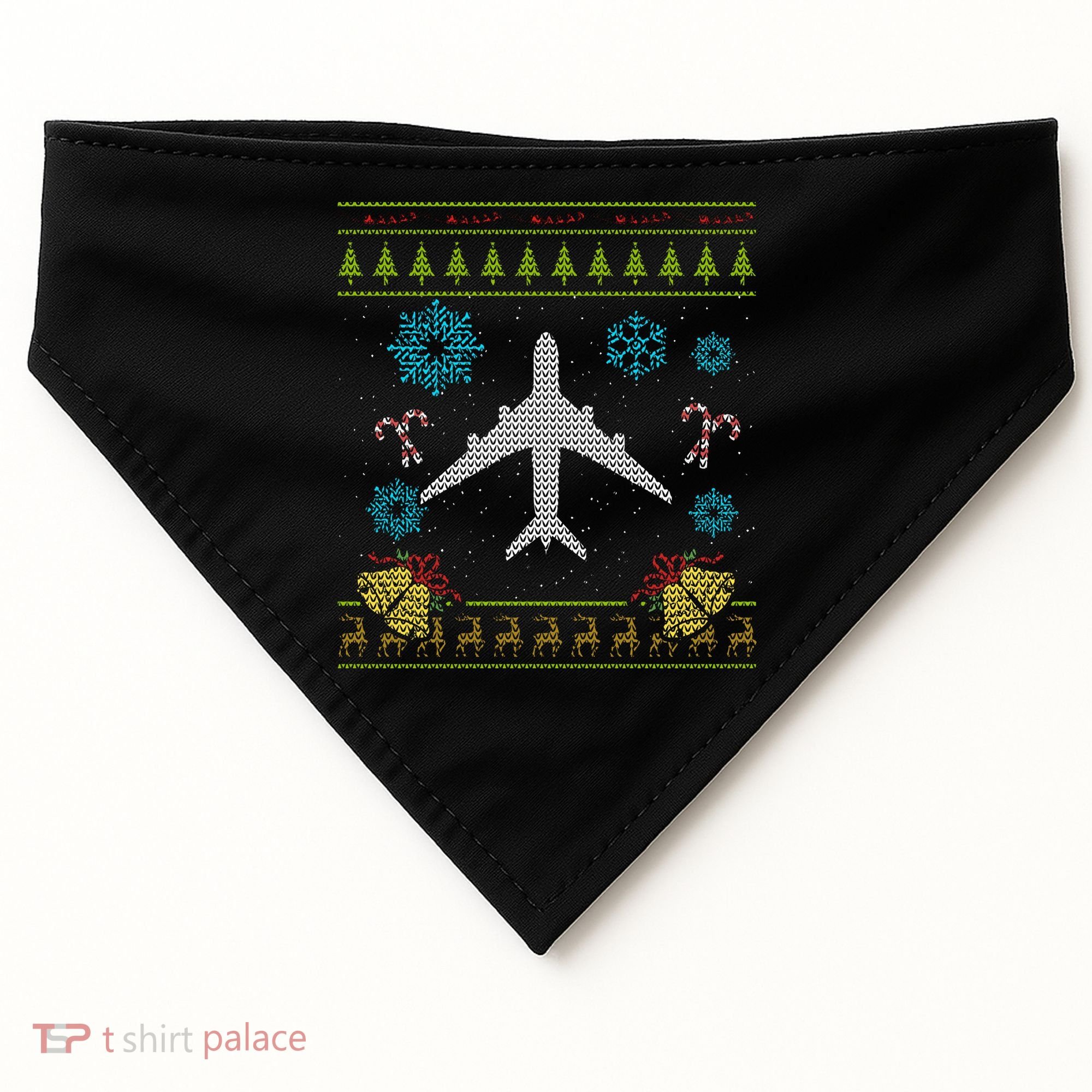 Christmas Gift Airplane Pilot Christmas Ugly USA-Made Doggie Bandana