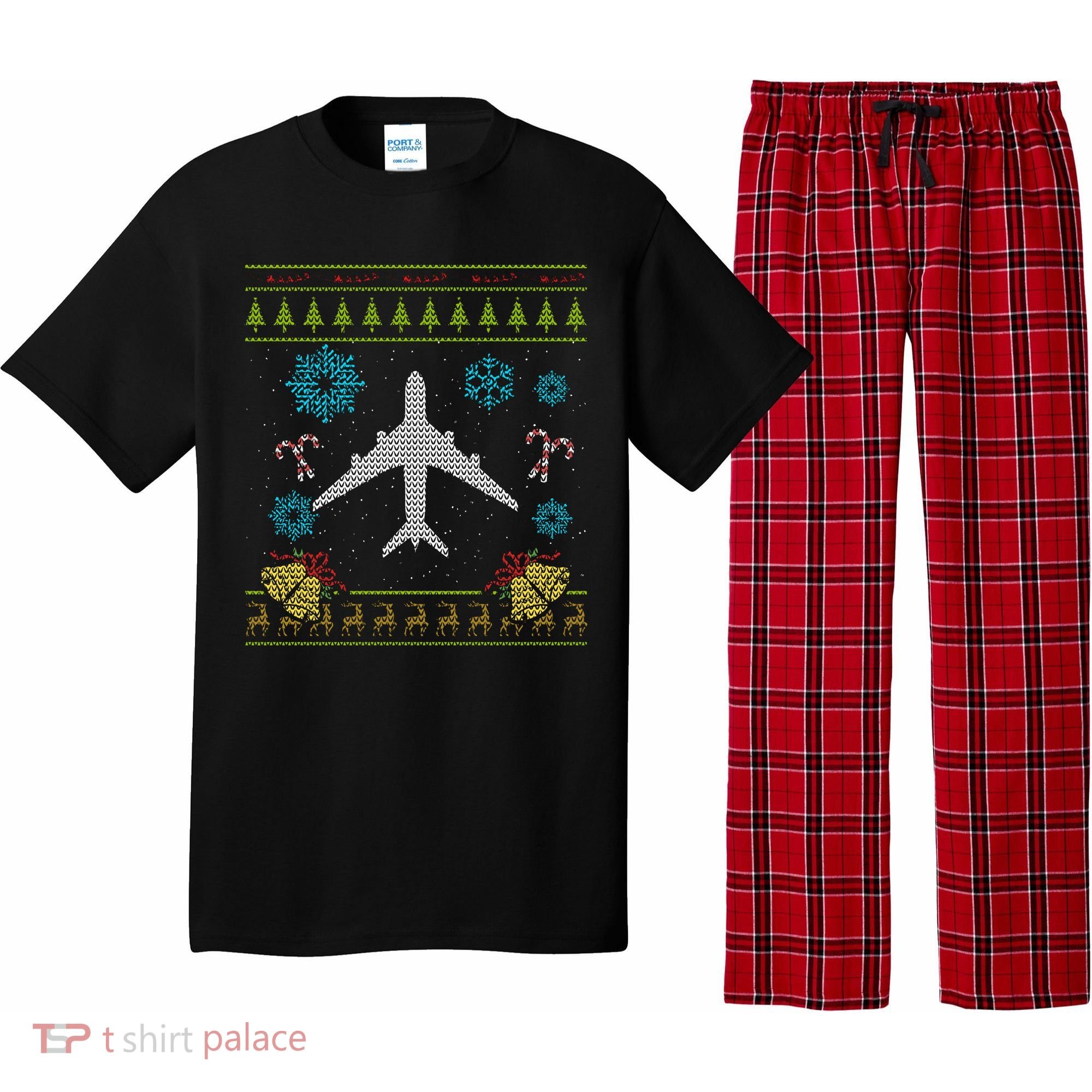 Christmas Gift Airplane Pilot Christmas Ugly Pajama Set