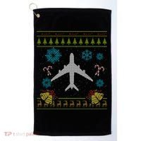 Christmas Gift Airplane Pilot Christmas Ugly Golf Towel thumb 0
