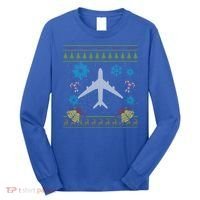 Christmas Gift Airplane Pilot Christmas Ugly Long Sleeve Shirt thumb 0