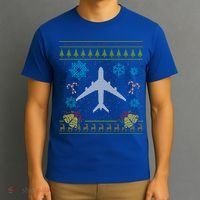 Christmas Gift Airplane Pilot Christmas Ugly T-Shirt thumb 3
