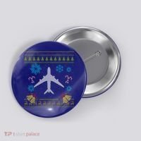 Christmas Gift Airplane Pilot Christmas Ugly Button thumb 0