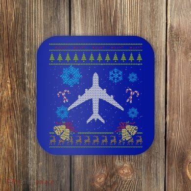 Christmas Gift Airplane Pilot Christmas Ugly Coaster