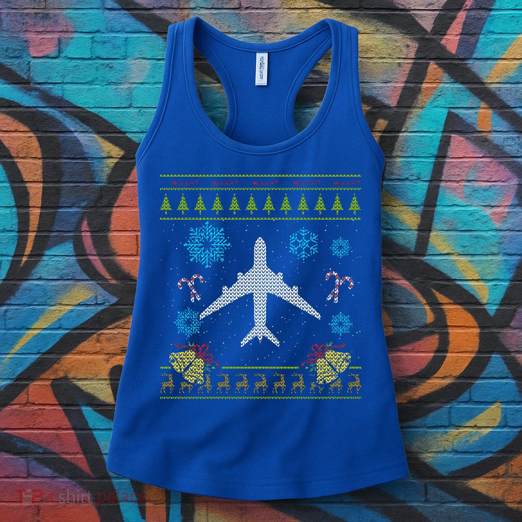 Christmas Gift Airplane Pilot Christmas Ugly Women's Tank Top