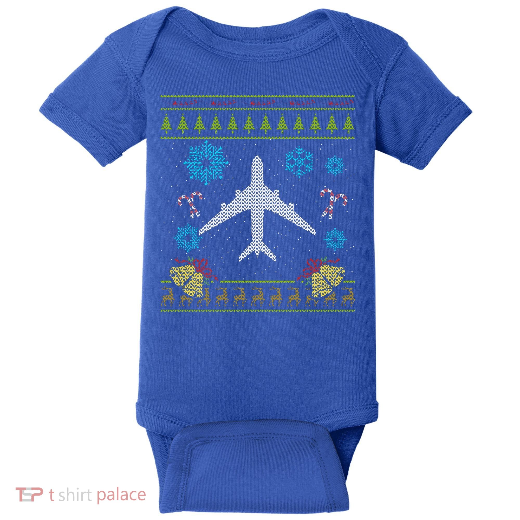 Christmas Gift Airplane Pilot Christmas Ugly Baby Bodysuit