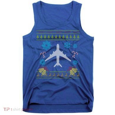 Christmas Gift Airplane Pilot Christmas Ugly Tank Top