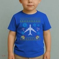 Christmas Gift Airplane Pilot Christmas Ugly Toddler T-Shirt thumb 2