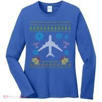 Christmas Gift Airplane Pilot Christmas Ugly Women's Long Sleeve Shirt thumb 0