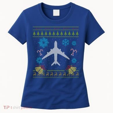 Christmas Gift Airplane Pilot Christmas Ugly Women's T-Shirt