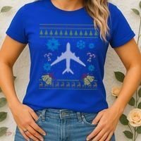 Christmas Gift Airplane Pilot Christmas Ugly Women's T-Shirt thumb 2