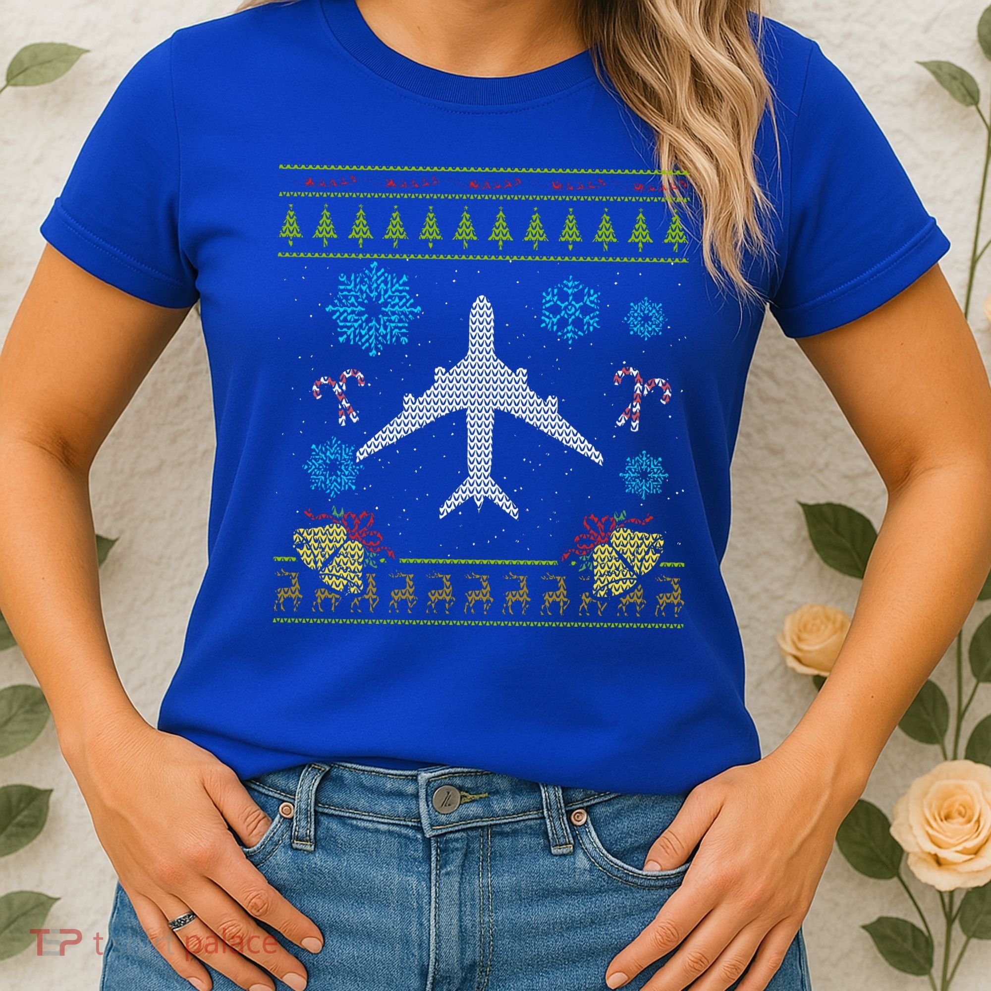 Christmas Gift Airplane Pilot Christmas Ugly Women's T-Shirt