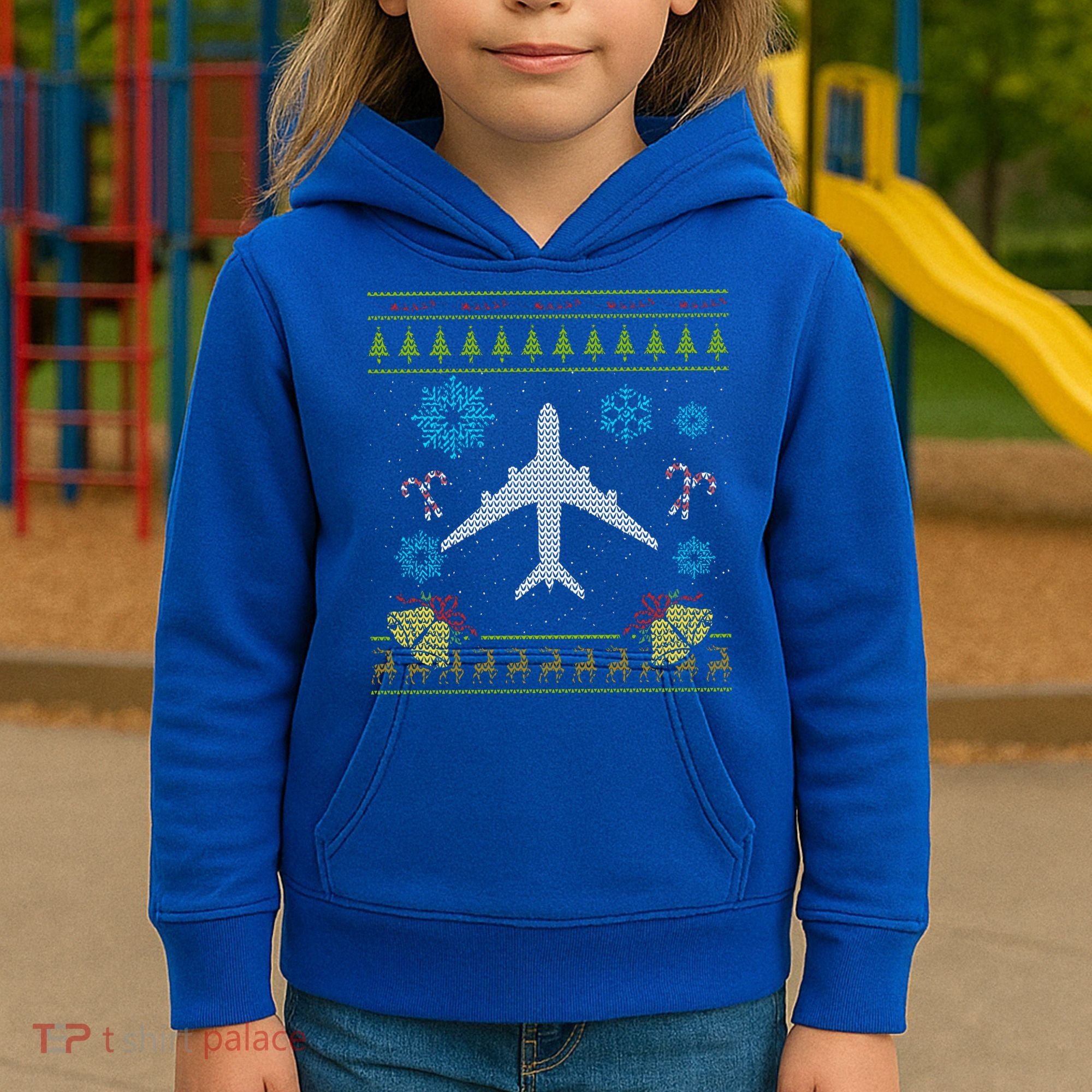Christmas Gift Airplane Pilot Christmas Ugly Kids Hoodie