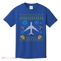 Christmas Gift Airplane Pilot Christmas Ugly Kids T-Shirt thumb 0