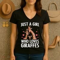 Cool Giraffe Africa Safari Zoo Animal Lovers Women's V-Neck T-Shirt thumb 3