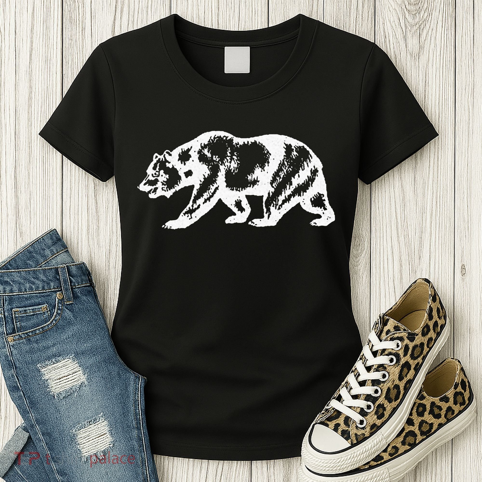 California Grizzly Bear State Flag Cali Republic Women's T-Shirt