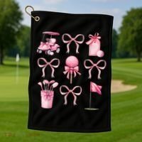 Coquette Golf Bows Preppy Cute Golfer  Golf Towel thumb 1