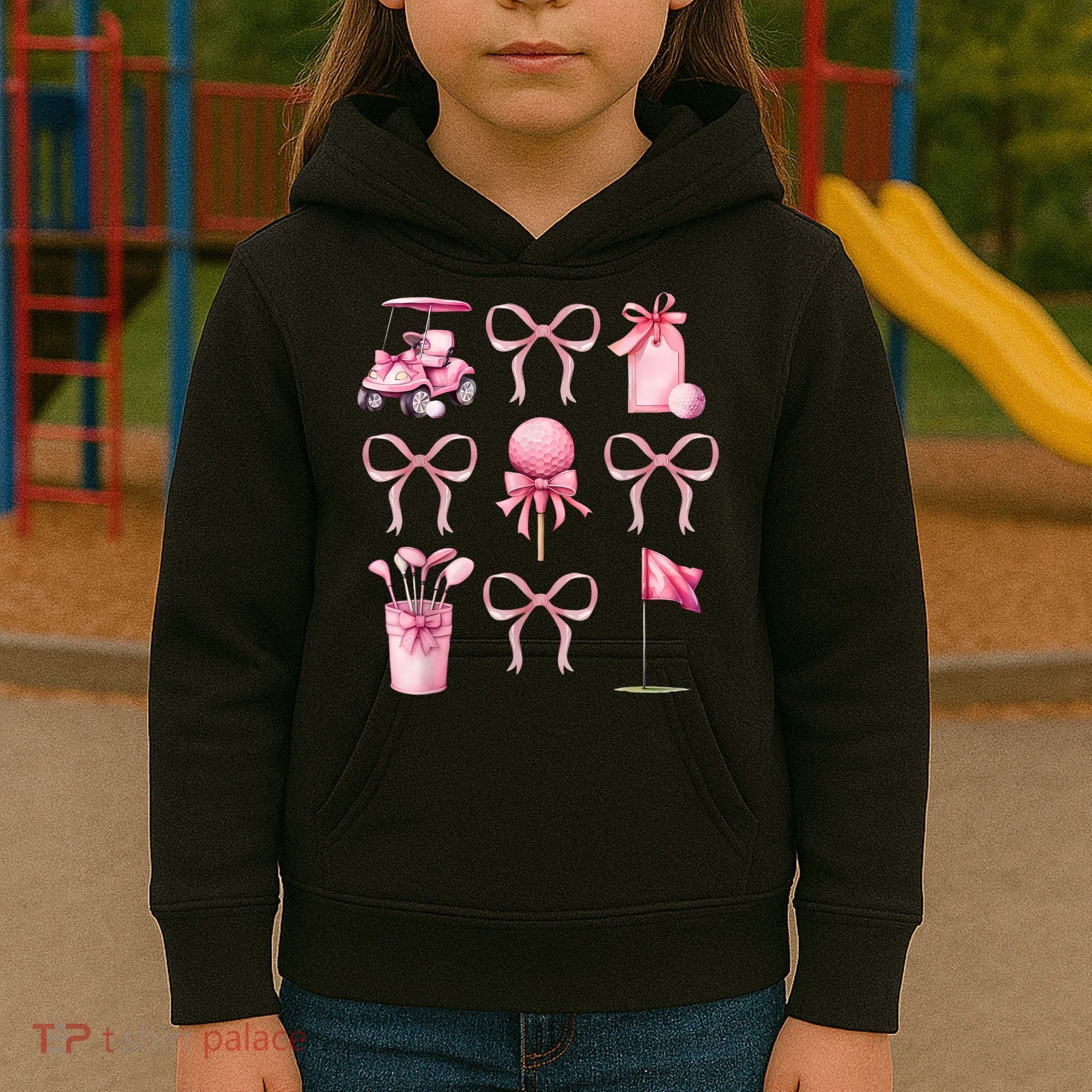 Coquette Golf Bows Preppy Cute Golfer  Kids Hoodie