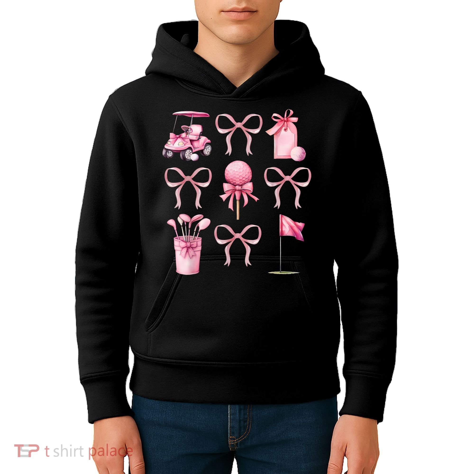 Coquette Golf Bows Preppy Cute Golfer  Kids Hoodie