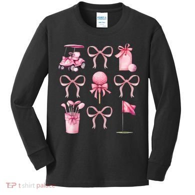 Coquette Golf Bows Preppy Cute Golfer  Kids Long Sleeve Shirt