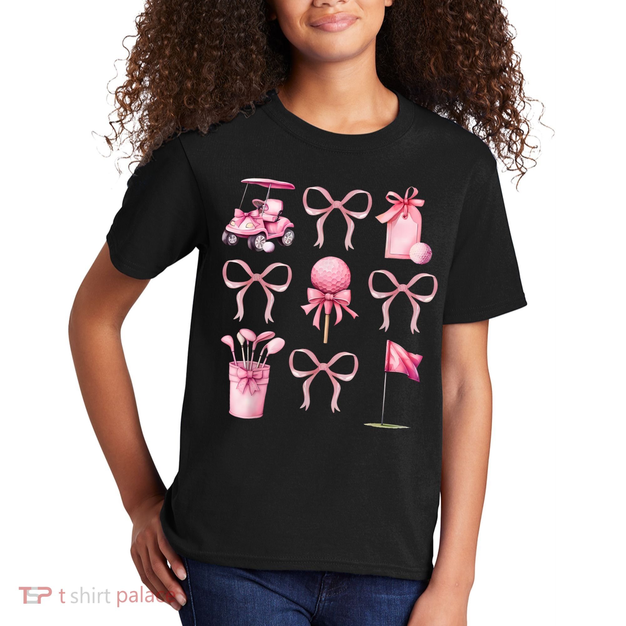 Coquette Golf Bows Preppy Cute Golfer  Kids T-Shirt