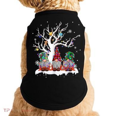 Cute Gnome Buffalo Plaid Christmas Tree Light Ugly Santa Hat Doggie Tank