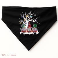Cute Gnome Buffalo Plaid Christmas Tree Light Ugly Santa Hat USA-Made Doggie Bandana thumb 0