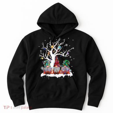 Cute Gnome Buffalo Plaid Christmas Tree Light Ugly Santa Hat Hoodie