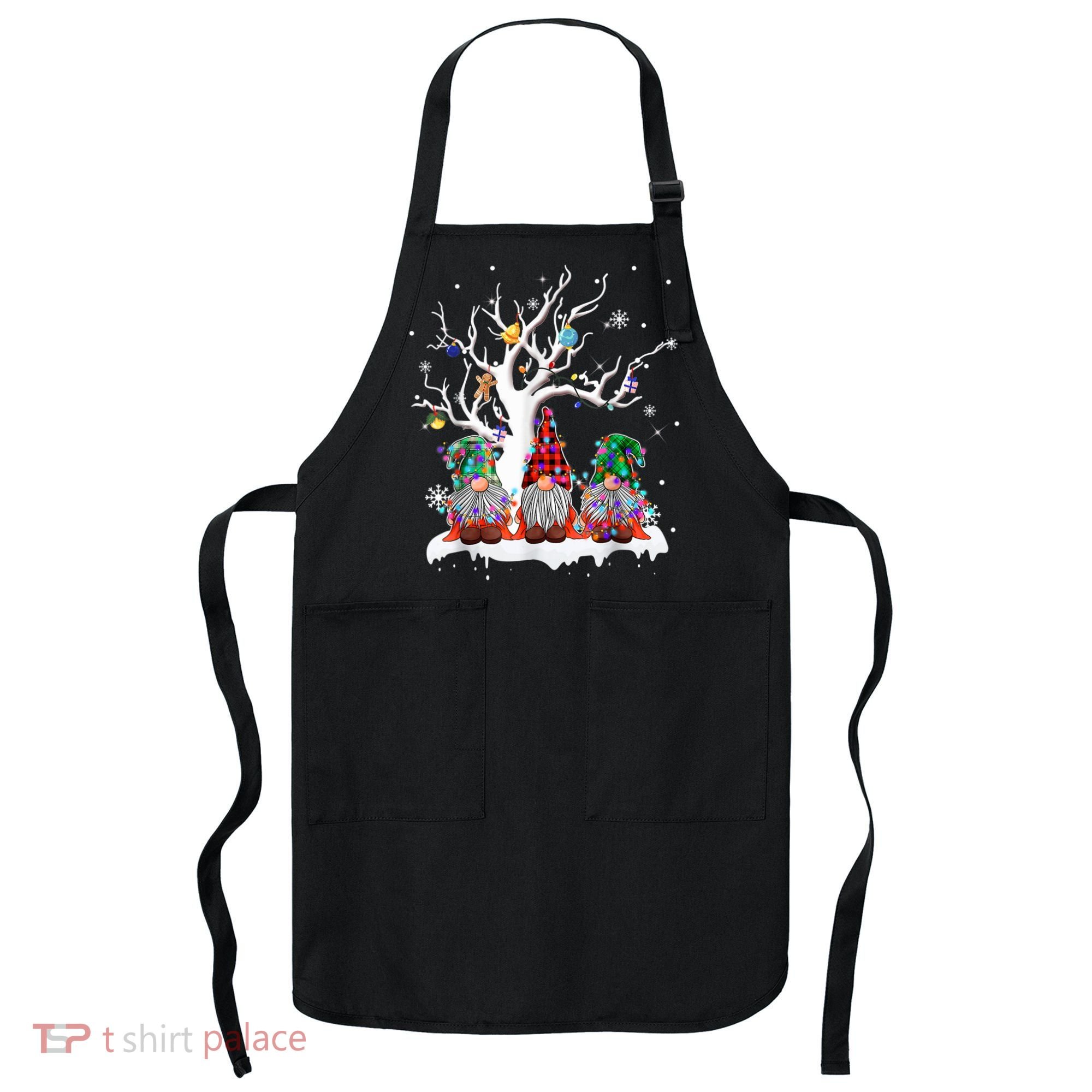 Cute Gnome Buffalo Plaid Christmas Tree Light Ugly Santa Hat Apron
