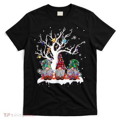 Cute Gnome Buffalo Plaid Christmas Tree Light Ugly Santa Hat T-Shirt