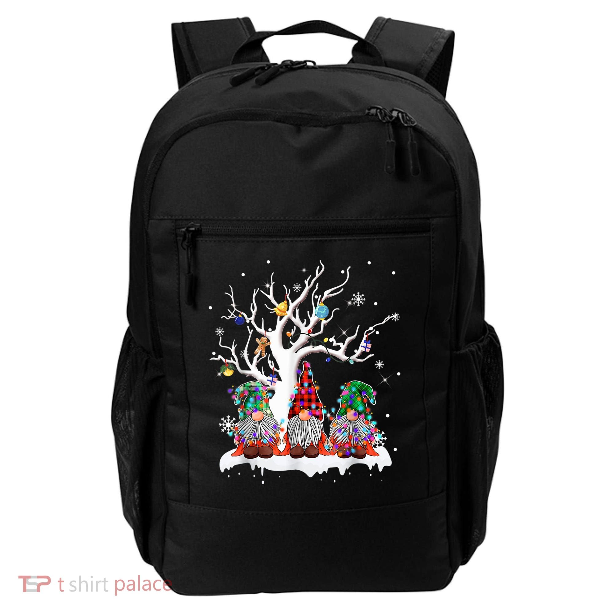 Cute Gnome Buffalo Plaid Christmas Tree Light Ugly Santa Hat Backpack