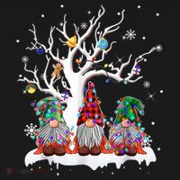 Cute Gnome Buffalo Plaid Christmas Tree Light Ugly Santa Hat Women's Hoodie thumb 2