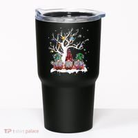 Cute Gnome Buffalo Plaid Christmas Tree Light Ugly Santa Hat Tumbler thumb 0