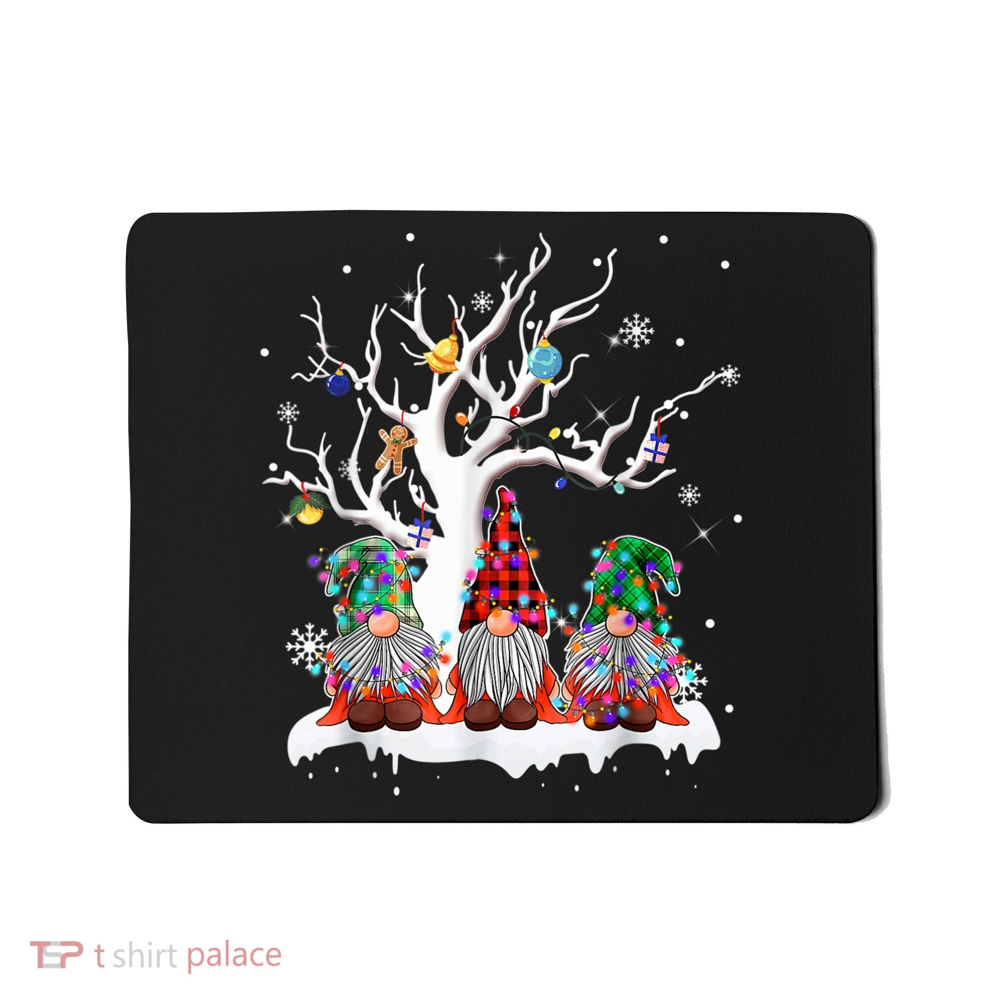 Cute Gnome Buffalo Plaid Christmas Tree Light Ugly Santa Hat Mousepad