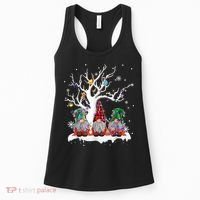 Cute Gnome Buffalo Plaid Christmas Tree Light Ugly Santa Hat Women's Tank Top thumb 0
