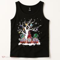Cute Gnome Buffalo Plaid Christmas Tree Light Ugly Santa Hat Tank Top thumb 2