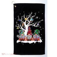 Cute Gnome Buffalo Plaid Christmas Tree Light Ugly Santa Hat Golf Towel thumb 0