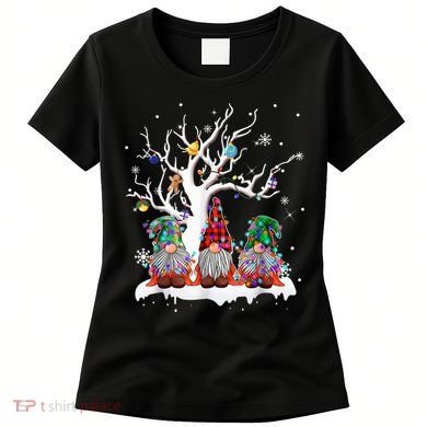 Cute Gnome Buffalo Plaid Christmas Tree Light Ugly Santa Hat Women's T-Shirt