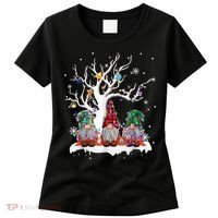 Cute Gnome Buffalo Plaid Christmas Tree Light Ugly Santa Hat Women's T-Shirt thumb 0