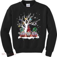Cute Gnome Buffalo Plaid Christmas Tree Light Ugly Santa Hat Kids Sweatshirt thumb 0